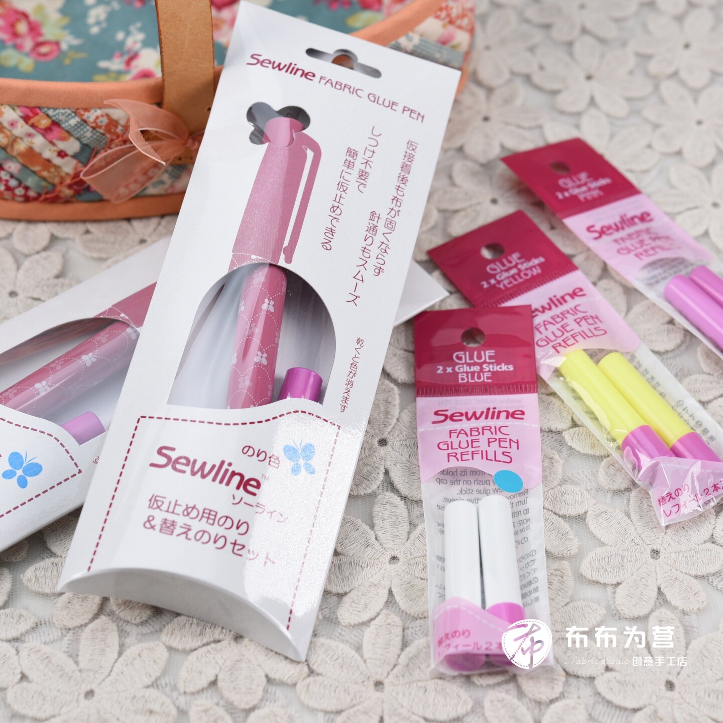 特价 日本进口 sewline 布用口红胶套装和3色替芯 (贴布神器)L1