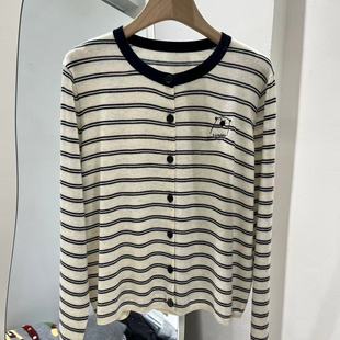 超好看卡通刺绣小熊单排扣超细羊毛针织开衫女宽松百搭外套上衣潮