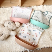 宝宝吃饭围兜婴儿辅食防水防脏食饭兜儿童可拆卸硅胶围嘴幼儿园用