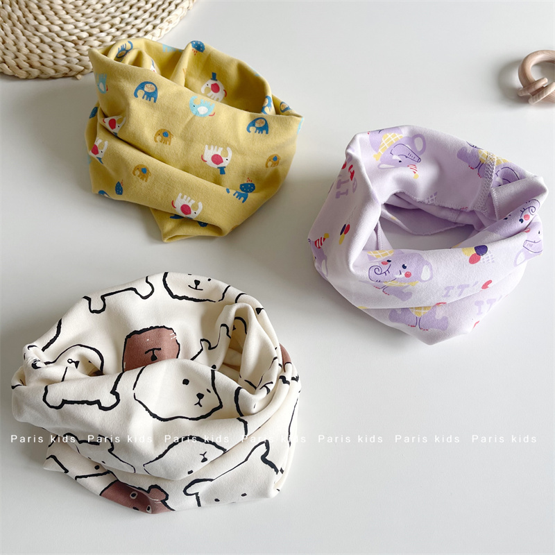 卡通儿童围脖秋冬保暖防风脖套宝宝a类纯棉套头围巾婴儿冬季外出