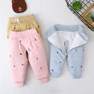 子婴儿保暖打底春秋 加厚夹棉开裆裤 新生棉裤 初生宝宝魔术贴秋冬季