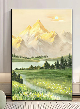 日照金山客厅沙发背景墙装饰画山水风景挂画入户玄关走廊过道壁画