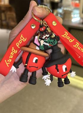 跨境爆款 坏兔子钥匙扣 Bad Bunny软胶挂件可爱精致个性小挂饰