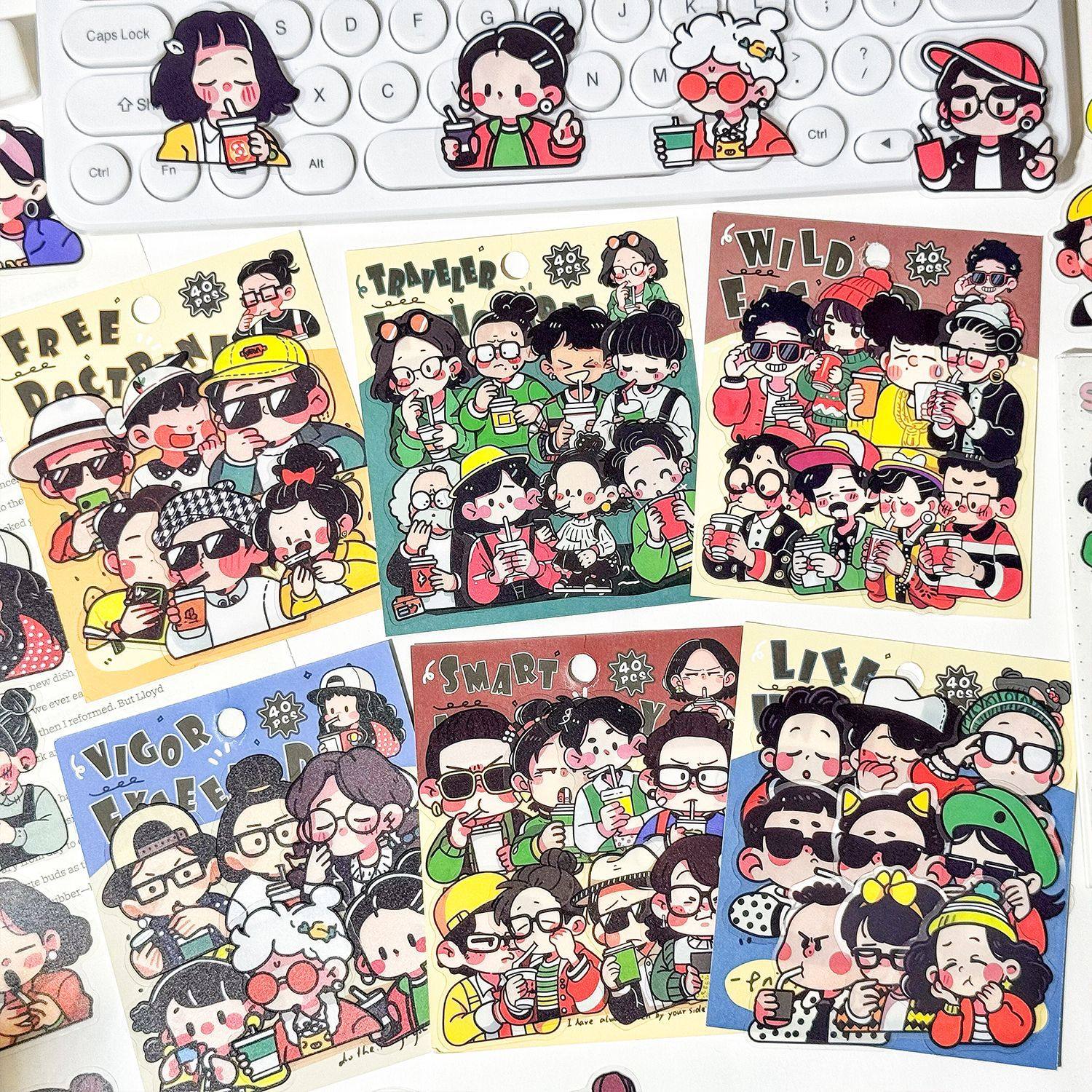 元气达人pet贴纸可爱卡通创意diy手机壳水杯文具装饰贴素材小贴画,个性定制/设计服务/DIY,其他办公/文具/趣味定制,淘宝优惠券,粉丝福利购,淘宝优惠卷