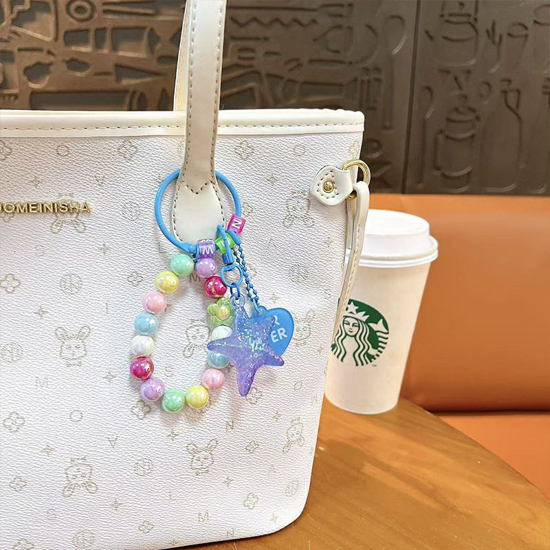 创意亚克力渐变五角星串珠可爱包包挂件汽车钥匙链礼品,服饰配件/皮带/帽子/围巾,包挂件,淘宝优惠券,粉丝福利购,淘宝优惠卷
