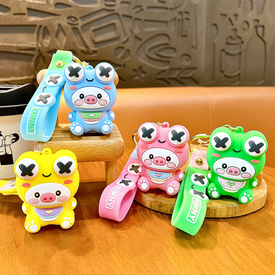 创意解压爆眼小猪可爱书包配饰汽