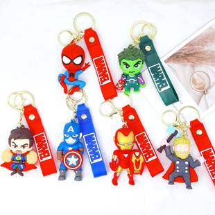 跨境卡通漫威电影系列钥匙扣挂件钢铁侠蜘蛛侠美国队长钥匙链