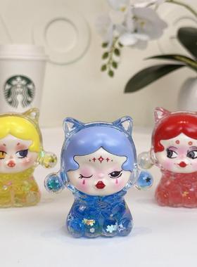 创意卡通流沙小魔女爆闪盲盒入油流沙桌面摆件超萌可爱小摆件