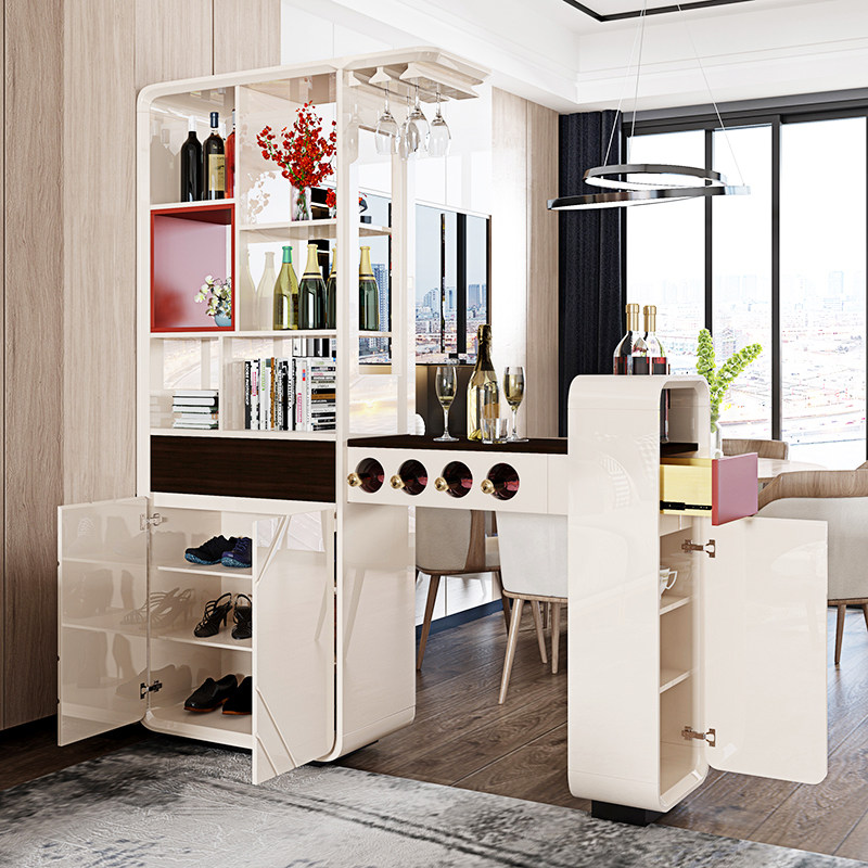 现代简约鞋柜靠墙酒柜一体多功能伸缩吧台桌客厅玄关隔断柜储物柜