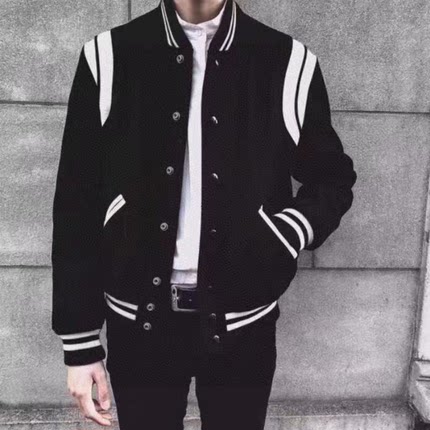 正确品质~权志龙同款slp风格棒球服羊毛24冬复古飞行夹克长袖外套