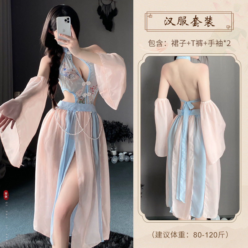 国风新中式复古纯欲妖媚高级性感魅惑情调汉服睡裙图片