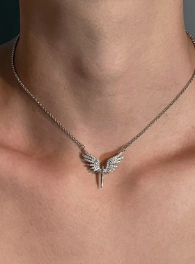 项链男天使翅膀个性设计高级感嘻哈百搭夏季新款配饰女潮简约饰品