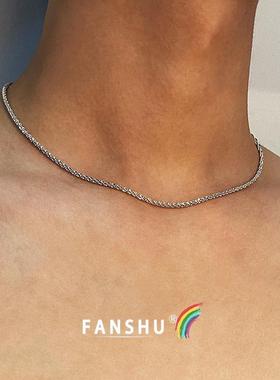 波光粼粼男女轻奢时尚高级感锁骨链百搭小众设计感情侣合金项链潮