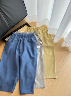 2025新款天丝麻儿童九分防萝卜裤中大童防蚊裤休闲裤束脚裤工装裤