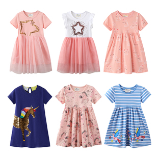 欧美风纱裙多款 新款 裙子公主裙纯棉A裙时尚 女童短袖 仙女裙 特价