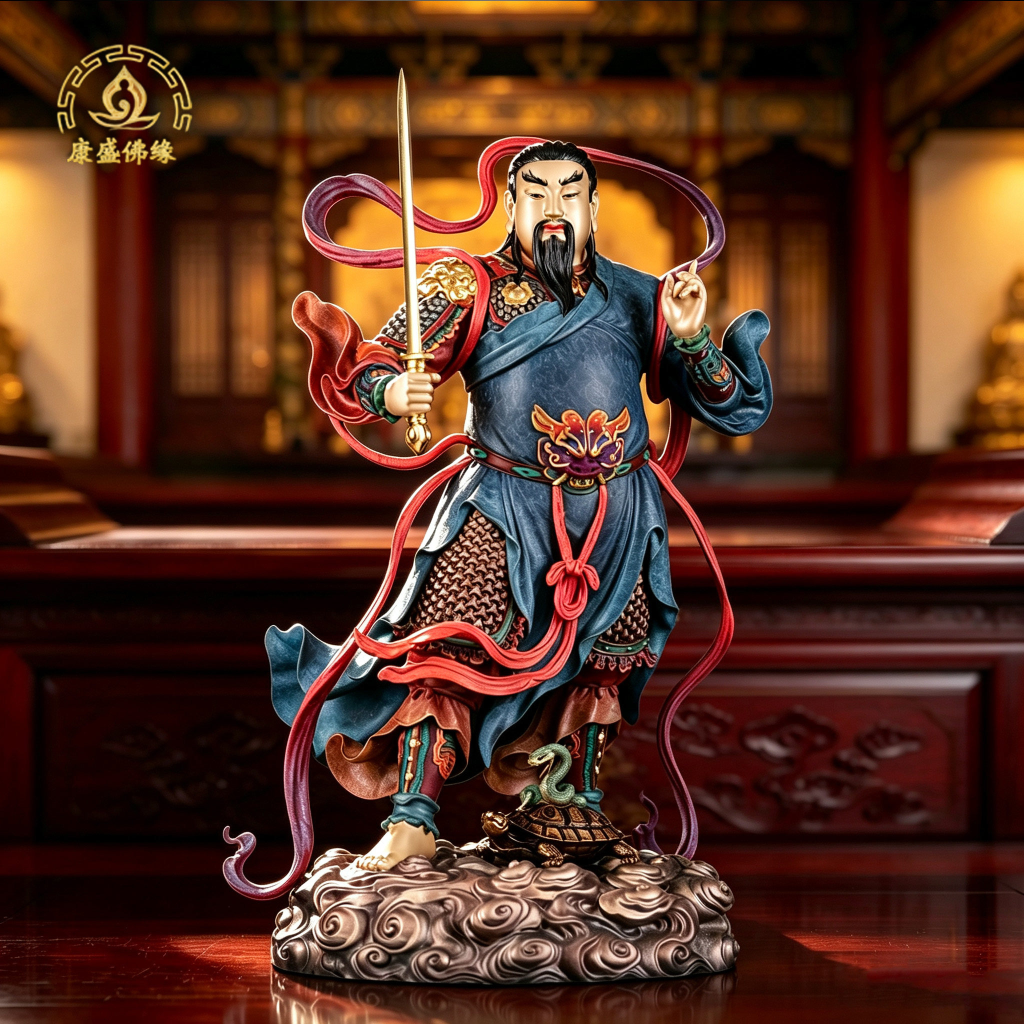 玄天上帝真武大帝铜彩供奉神像