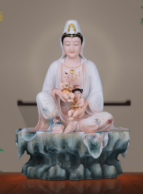 南海观音精工摆件汉白玉家用供奉
