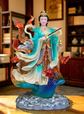 康盛佛缘汉白玉九天玄母娘娘摆件