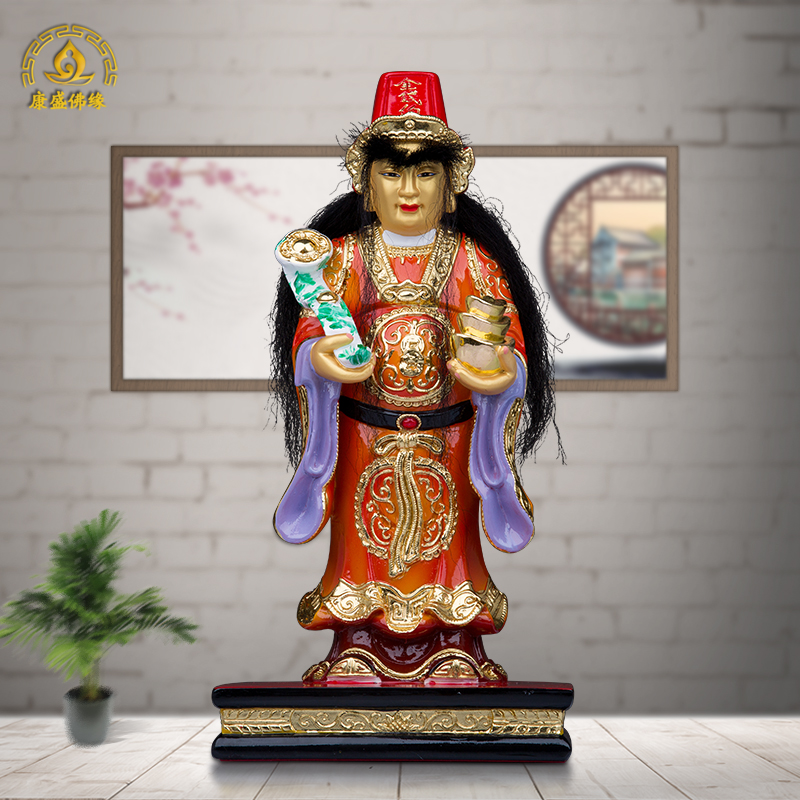 金钱伯神像如意财神爷极彩绘摆件