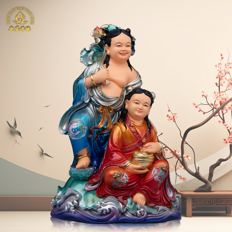 和合二圣神像新婚礼品桌面摆件图片