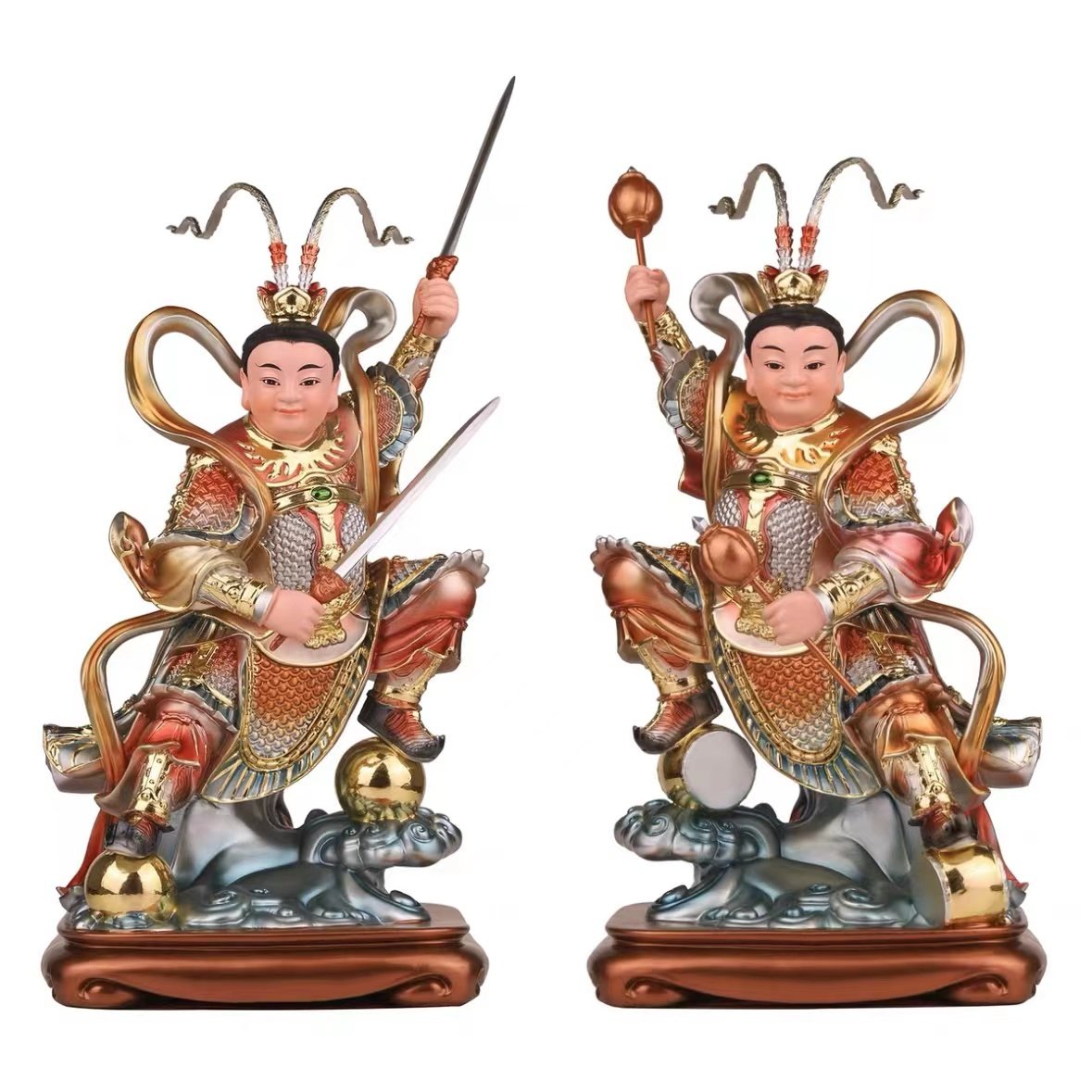 金吒木吒哪吒/咤三太子8/16寸中坛元帅神像k金树脂佛像摆件_虎窝淘
