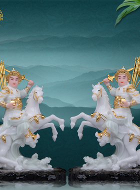 报马神像左右对马灵童供奉摆件