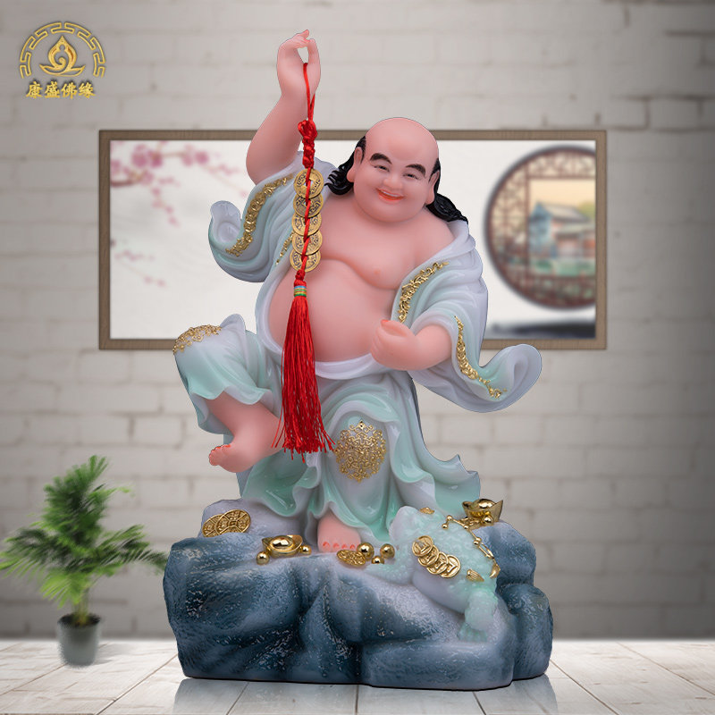 海蟾子财神像刘海戏金蟾汉白玉石