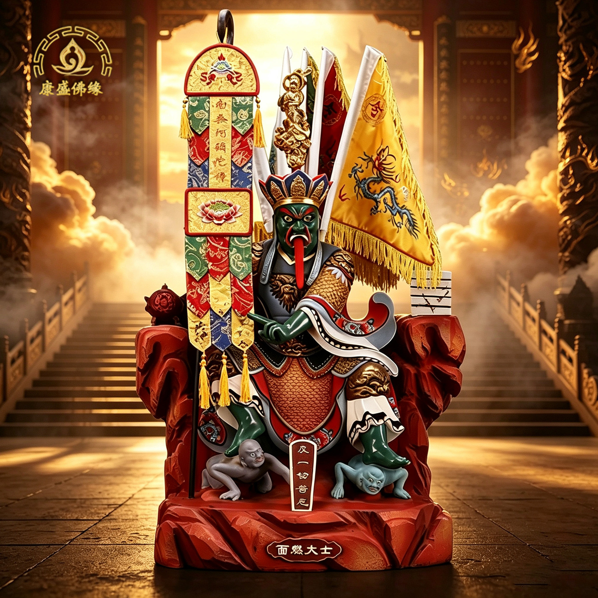 面然大士爷鬼王菩萨树脂供奉摆件