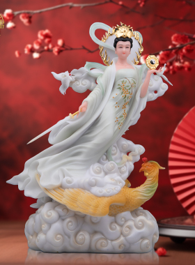 九天女神像踏凤圣母玄母汉白玉
