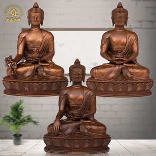 纯铜三宝佛藏传摆件阿弥陀佛随身佛像药师佛铜像密宗三宝铜像摆件