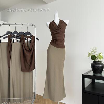 蝶宝嘻 穿上就是气质姐姐 荡领挂脖上衣女夏设计感小众背心 3色