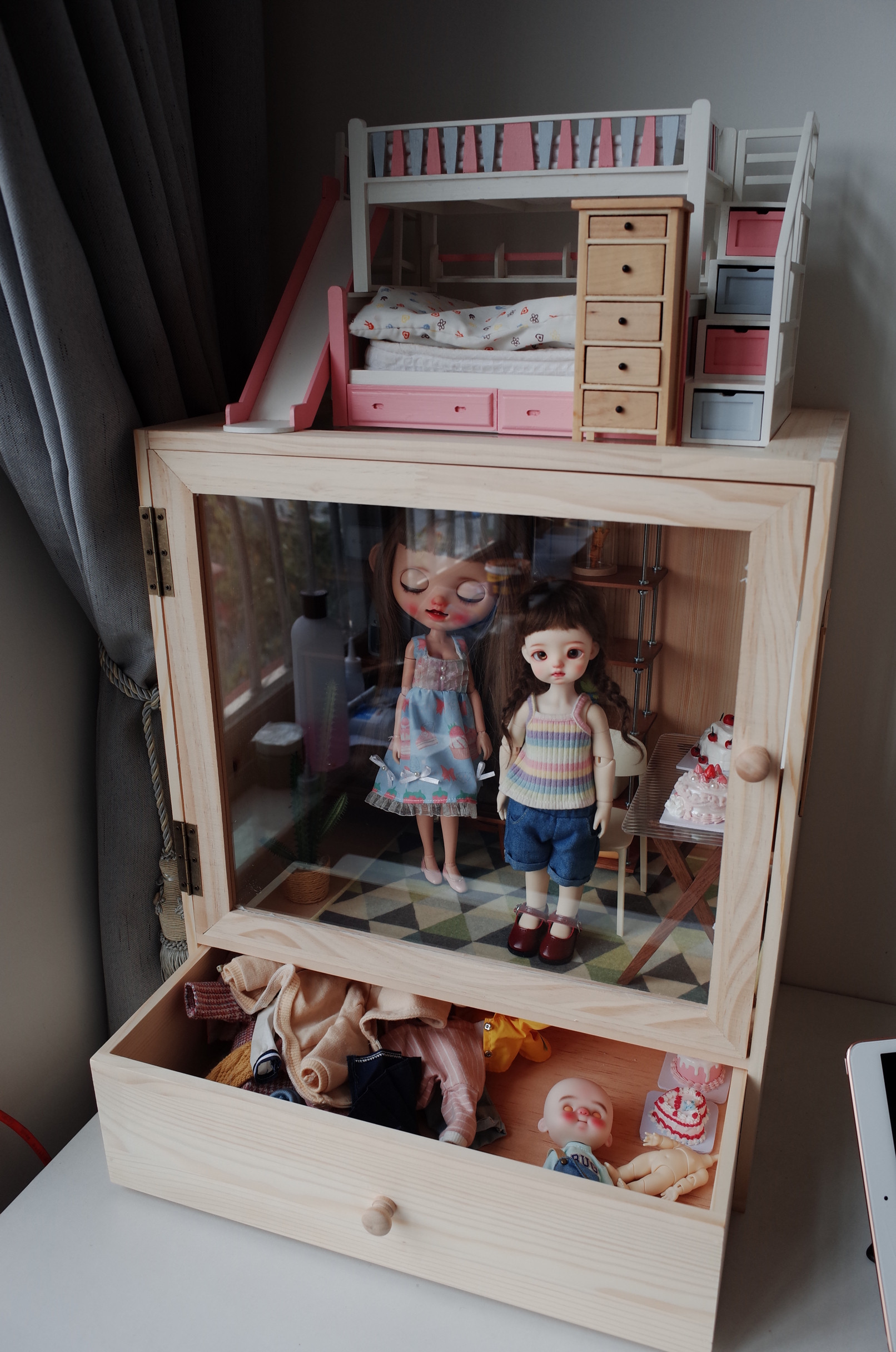 小布Blythe bjd娃屋展示娃屋防尘柜带抽屉的娃屋,模玩/动漫/周边/娃圈三坑/桌游,场景/建筑模型,淘宝优惠券,粉丝福利购,淘宝优惠卷