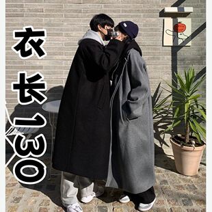 情侣外套男女通款风衣超长款加肥加大大码秋冬季毛呢大衣羊绒外套