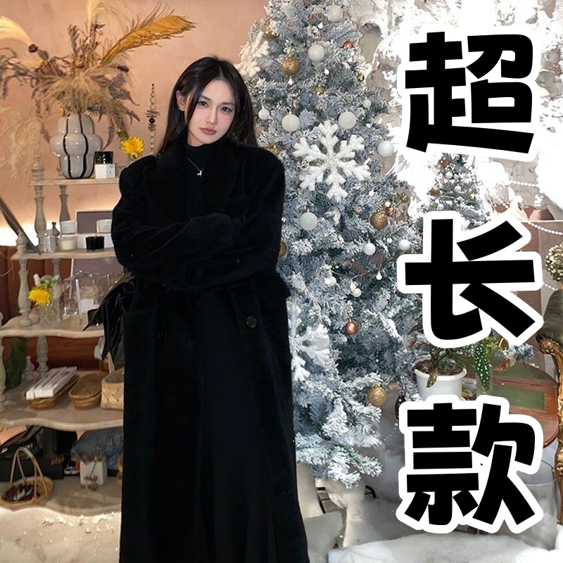 羊绒大衣女加长款2025年秋冬高个子加厚毛呢外套加肥加大大码休闲
