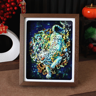 白虎摆件非遗文创剪纸伴手礼玄关客厅桌面轻奢高档开业乔迁送老外