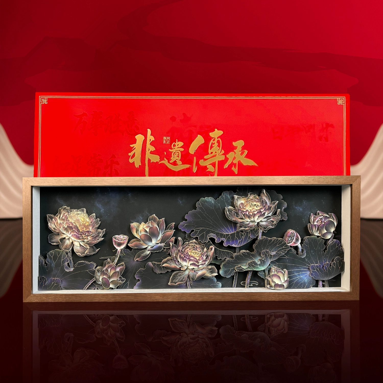 非遗文创客厅光影睡莲玄关摆件手工3D立体剪纸装饰画送礼物送领导图片