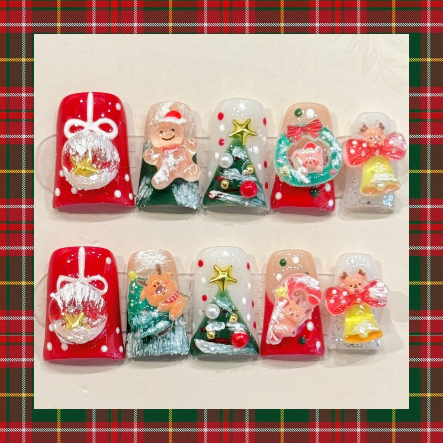 圣诞节麋鹿姜饼人鸭嘴美甲片