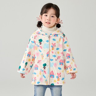 秋冬女童防水长袖罩衣宝宝防水羽绒服防脏护衣中长款拉链外穿洋气