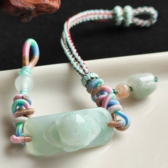 翡翠莲花莲蓬手工绳编手链