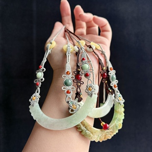 定制款翡翠玉衡吊坠编绳项链天然a货翡翠手工编绳项链绳一物一拍