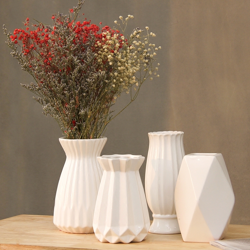 简约现代陶瓷花瓶客厅白色小清新干花插花创意家居装饰品花器摆件