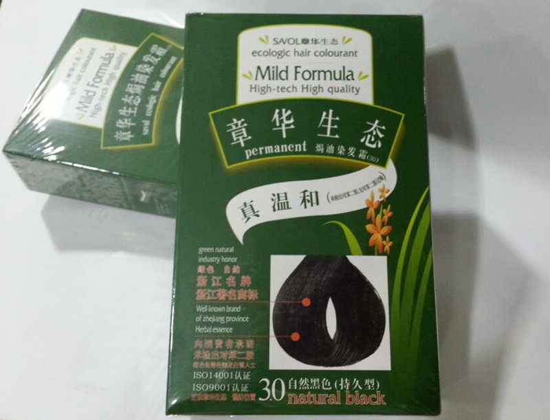 正品章华生态焗油真温和染发膏 植物染发剂 染发霜140ml 绿色版
