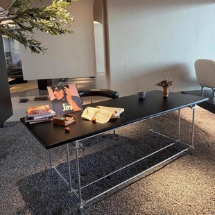 包豪斯光轴实木黑色复古工业风电竞桌会议桌设计师长条桌子工作台