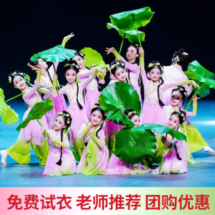 儿童古典舞演出服江南可采莲舞蹈服荷花道具莲叶翩翩艺考舞蹈服装