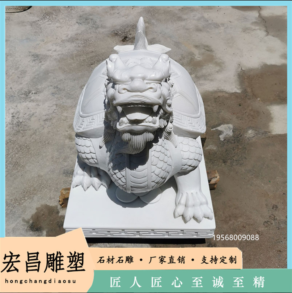 石雕喷水龟石材龙头龟摆件金钱龟鱼池庭院装饰天然青石母子龟中式
