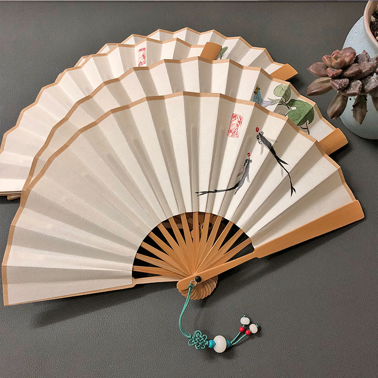 4寸迷你玉竹扇骨酒吧蹦迪张云