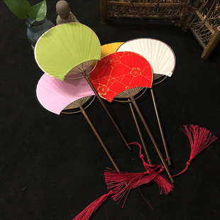 古风圆扇子中国风古典女汉服芒种舞蹈彩色长柄团宫扇diy走秀空白