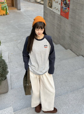 Seaweed海维恩新款活力美高撞色插肩袖T恤3727