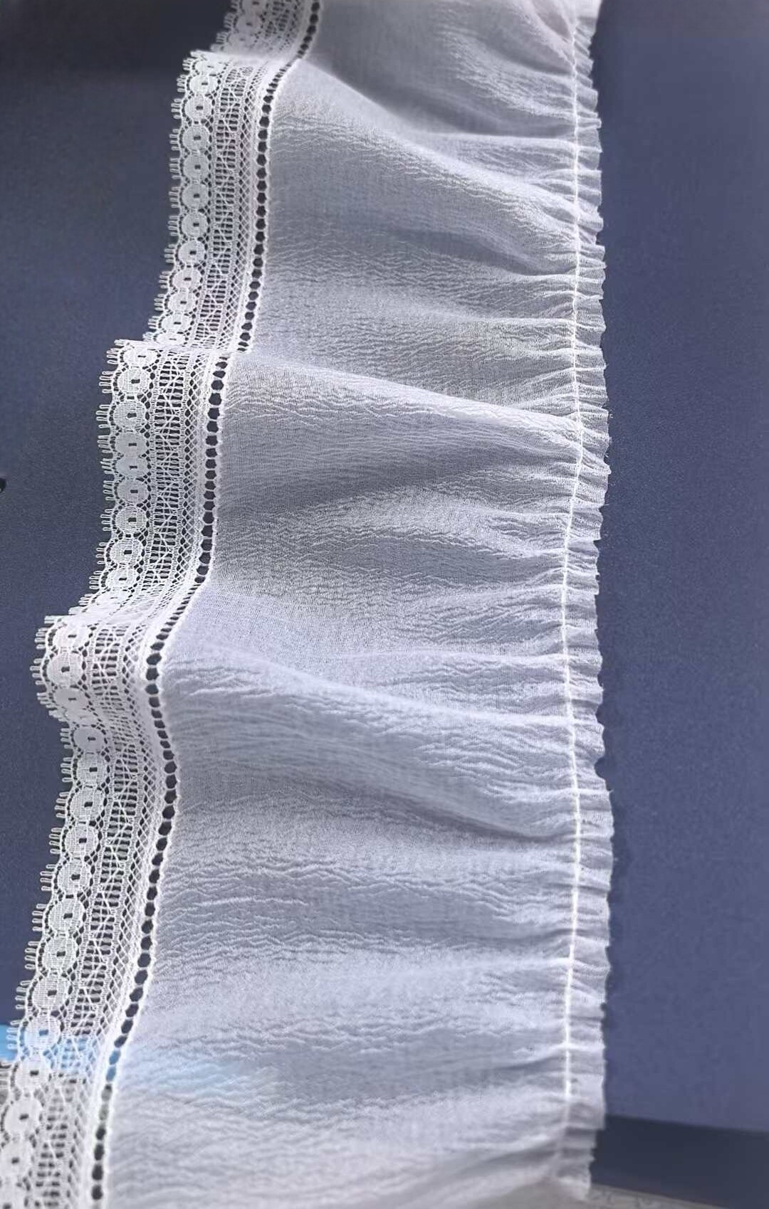 9.5cm宽对丝镂空蕾丝皱褶DIY 手工缝纫服装窗帘床笠装饰花边辅料