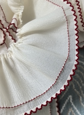 6.5-7.5厘米 宽 双层对丝月牙褶皱荷叶服装窗帘百搭 DIY 花边辅料